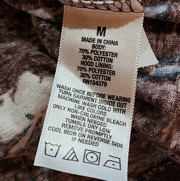 Aeropostale Floral Zip Hoodie M Brown Blue Lightweight Sweatshirt Casual Soft - Picture 7 of 7